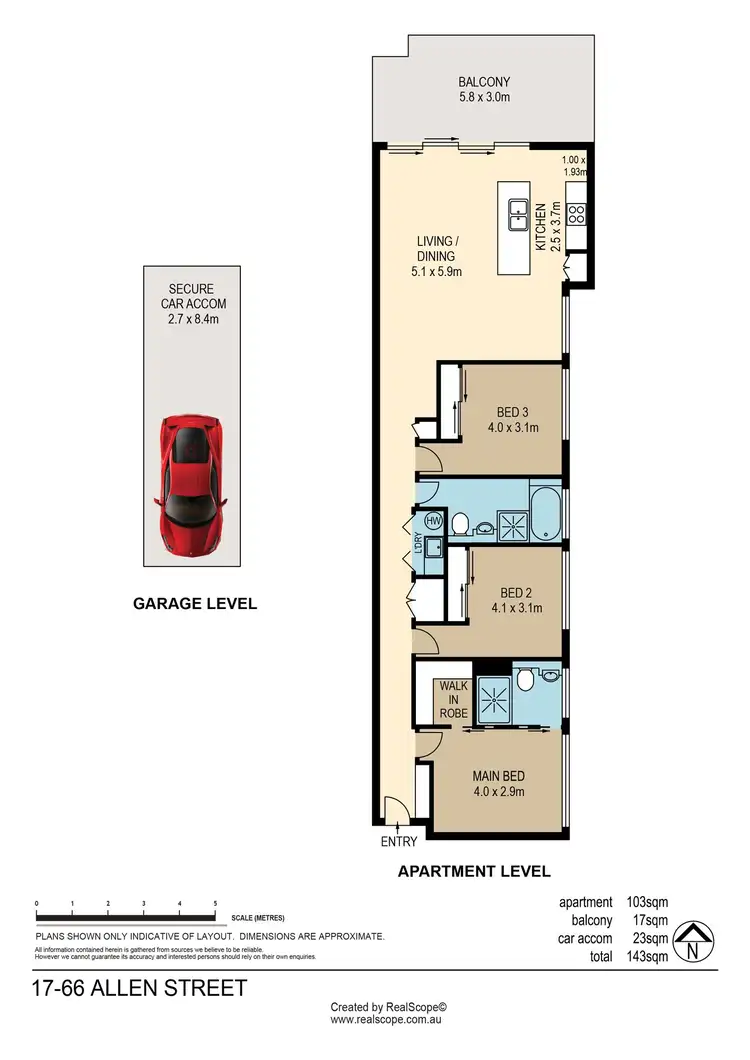 Floorplan of Homely unit listing, 17/66 Allen Street, Hamilton QLD 4007