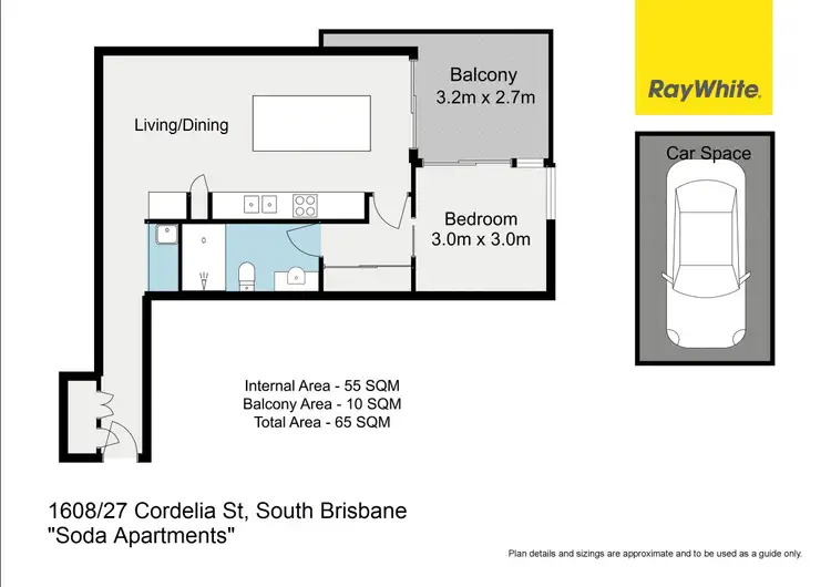 Floorplan of Homely apartment listing, 1608/27 Cordelia Street, South Brisbane QLD 4101