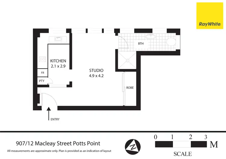 Floorplan of Homely studio listing, 907/12 Macleay Street, Potts Point NSW 2011