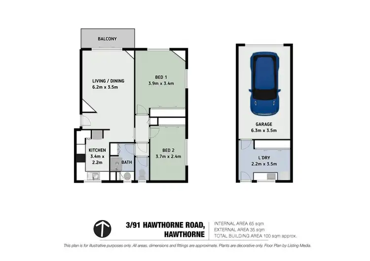 Floorplan of Homely unit listing, 3/91 Hawthorne Road, Hawthorne QLD 4171