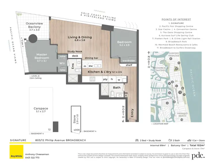 Floorplan of Homely apartment listing, 803/12 Philip Avenue, Broadbeach QLD 4218