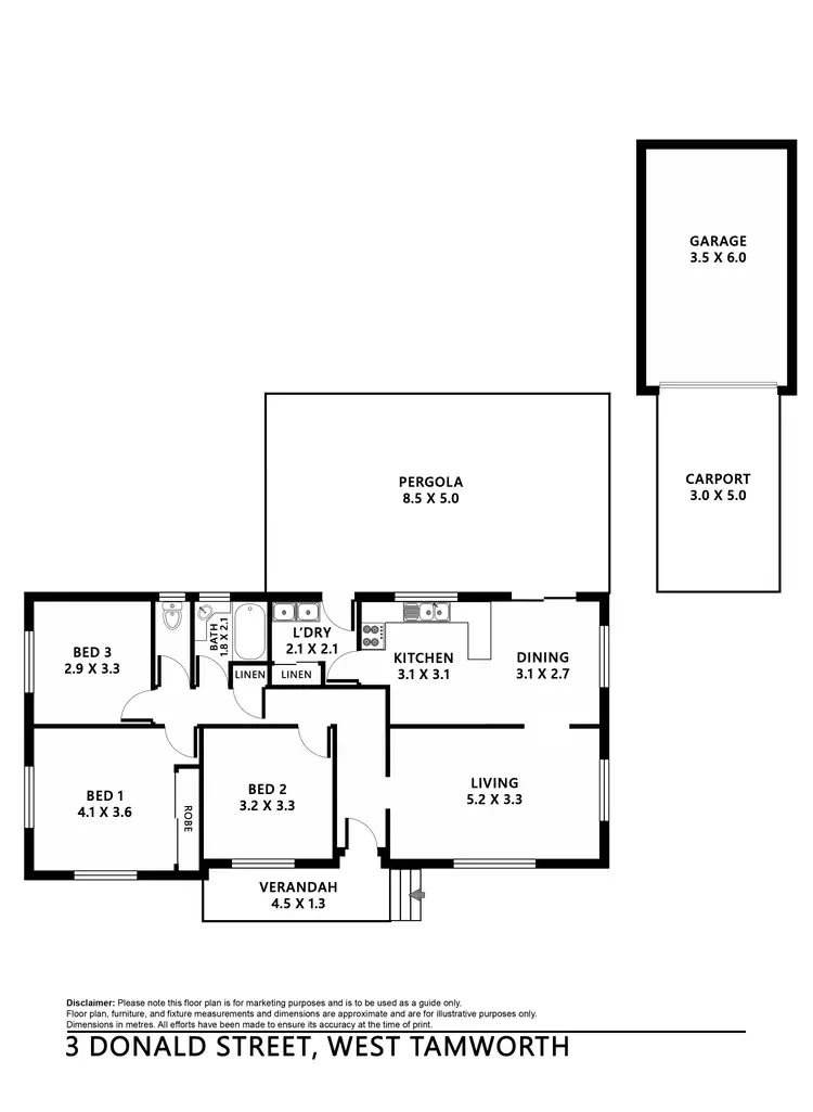 Floorplan of Homely house listing, 3 Donald Street, Tamworth NSW 2340