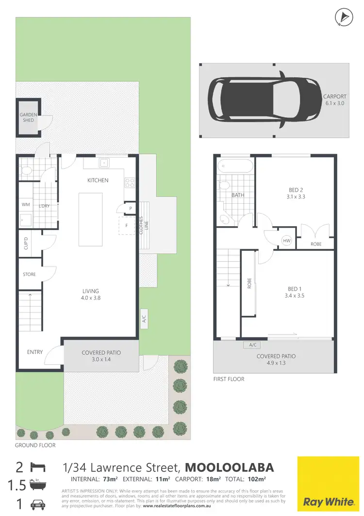 Floorplan of Homely unit listing, 1/34 Lawrence Street, Mooloolaba QLD 4557