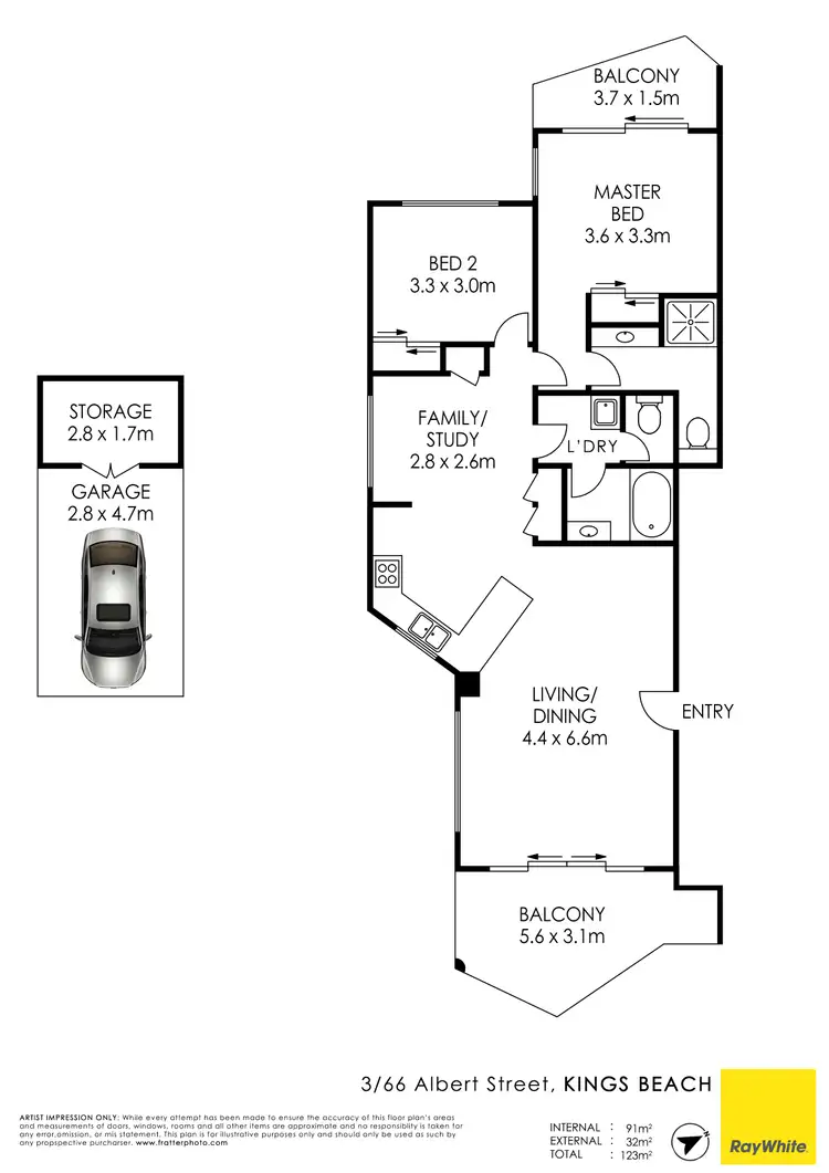 Floorplan of Homely unit listing, Unit 3/66 Albert Street, Kings Beach QLD 4551