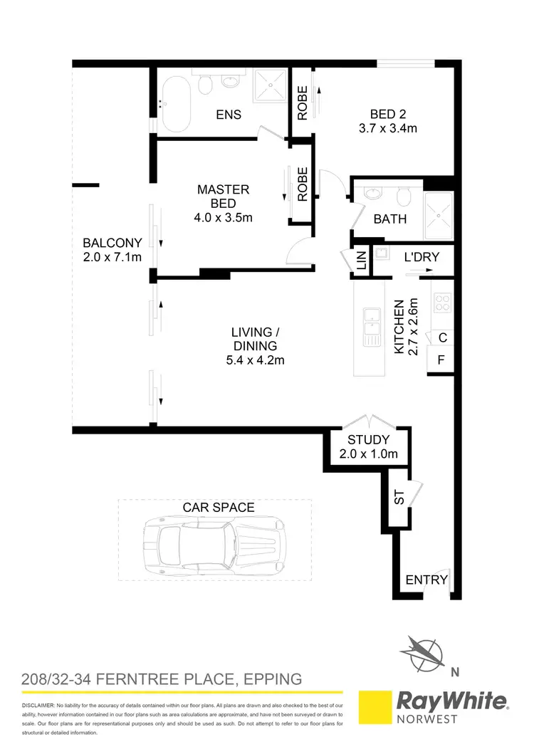 Floorplan of Homely apartment listing, 208/32-34 Ferntree Place, Epping NSW 2121