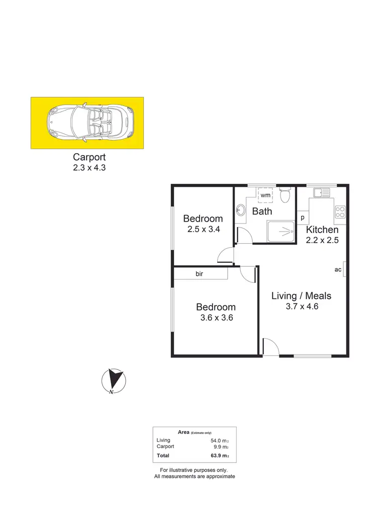 Floorplan of Homely unit listing, 9/69 Leader Street (facing Ethel Street), Forestville SA 5035