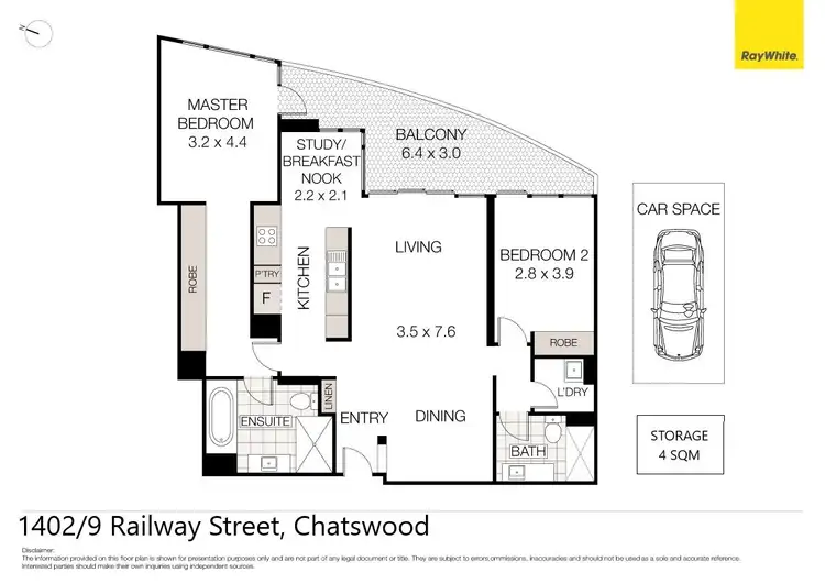 Floorplan of Homely unit listing, 1402/9 Railway Street, Chatswood NSW 2067