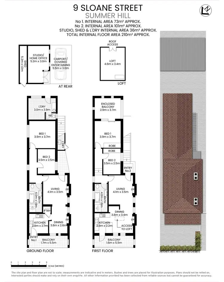 Floorplan of Homely semi-detached listing, 1 & 2/9 Sloane Street, Summer Hill NSW 2130