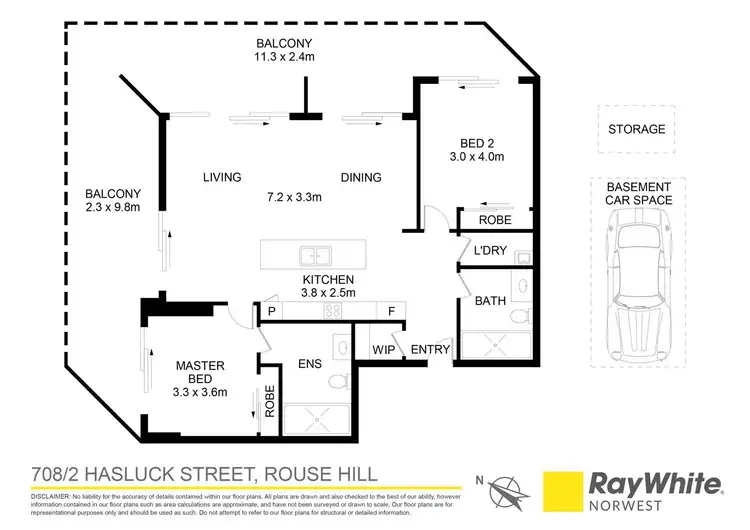 Floorplan of Homely apartment listing, 708/2 Hasluck Street, Rouse Hill NSW 2155