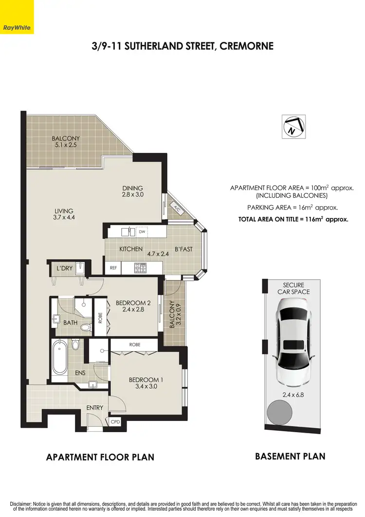 Floorplan of Homely apartment listing, 3/9-11 Sutherland Street, Cremorne NSW 2090