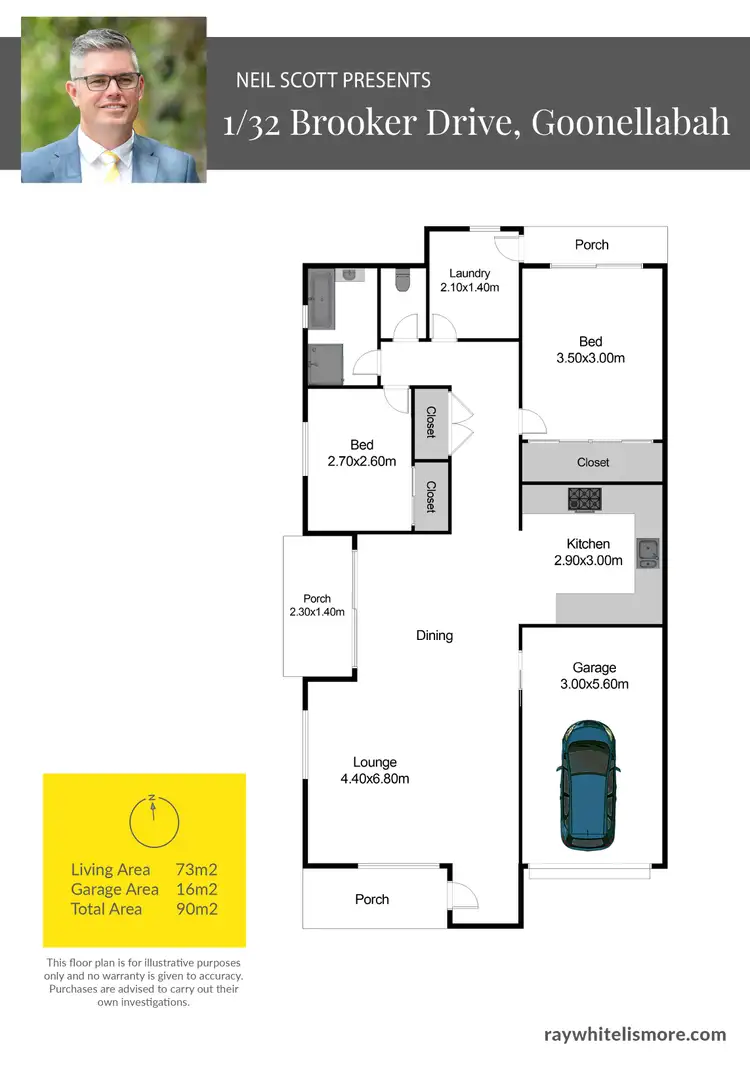 Floorplan of Homely semi-detached listing, 1/32 Brooker Drive, Goonellabah NSW 2480