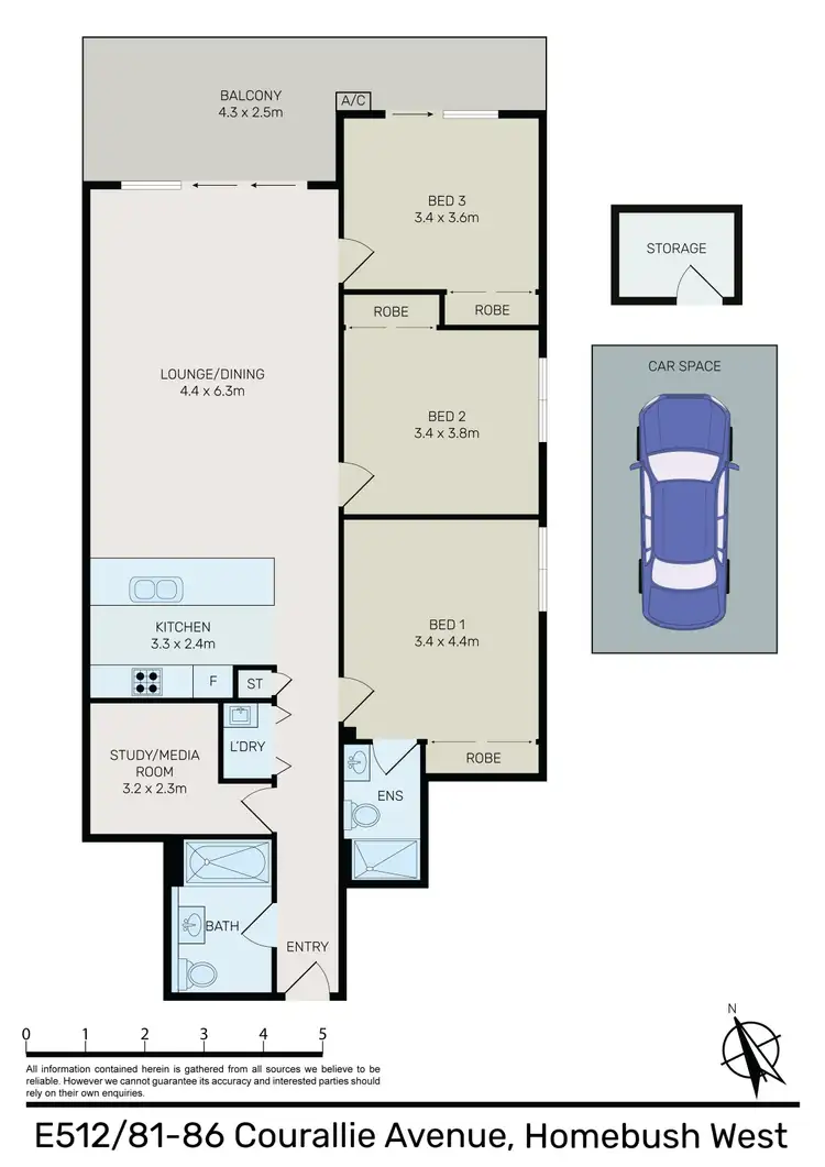 Floorplan of Homely apartment listing, E512/81-86 Courallie Avenue, Homebush West NSW 2140
