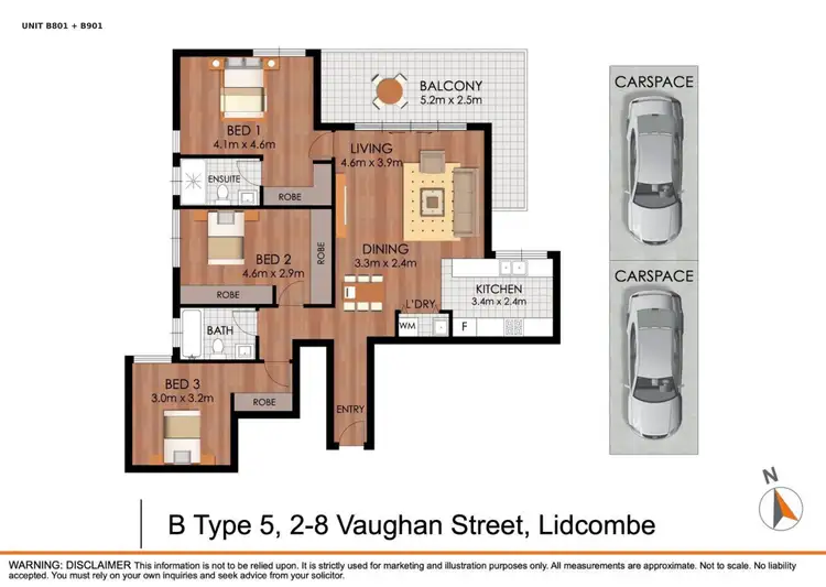 Floorplan of Homely unit listing, 3 bed/2-8 Vaughan Street, Lidcombe NSW 2141