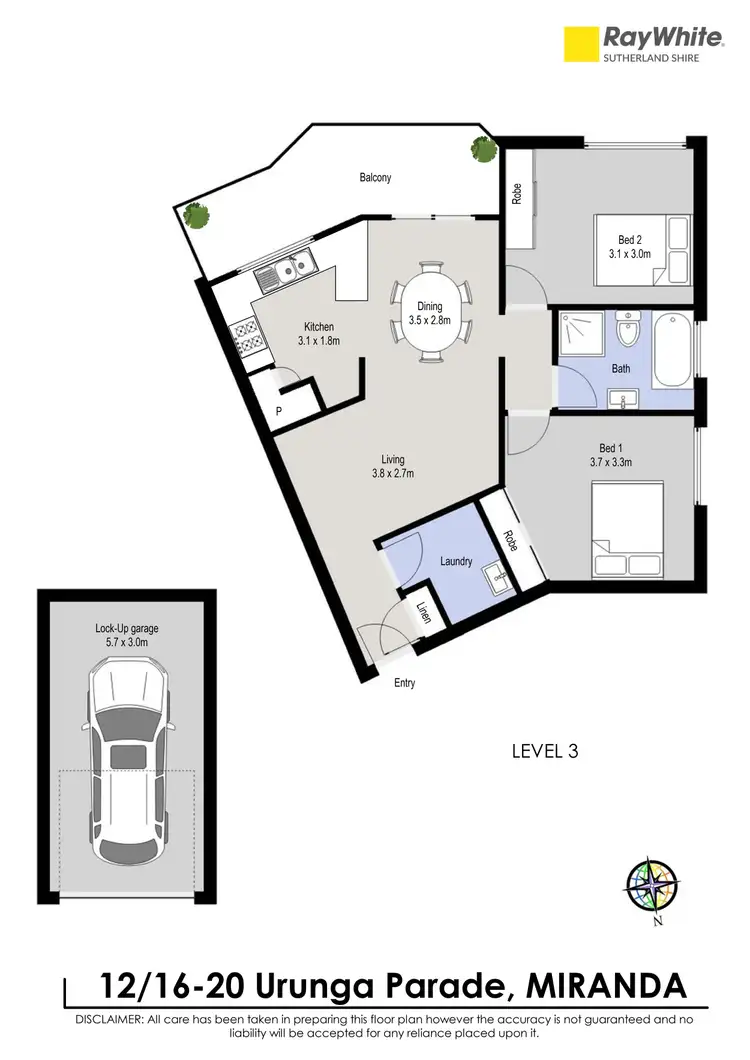 Floorplan of Homely unit listing, 12/16-20 Urunga Parade, Miranda NSW 2228