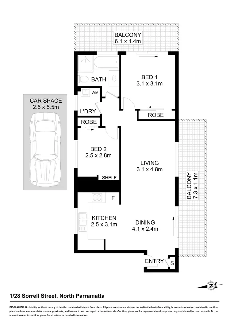 Floorplan of Homely apartment listing, 1/28 Sorrell Street, North Parramatta NSW 2151