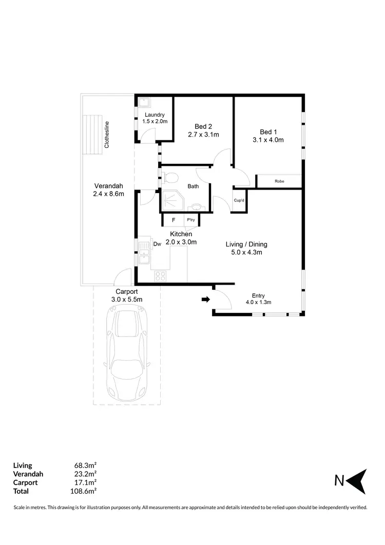 Floorplan of Homely unit listing, 1/22 Kiltie Avenue, Windsor Gardens SA 5087