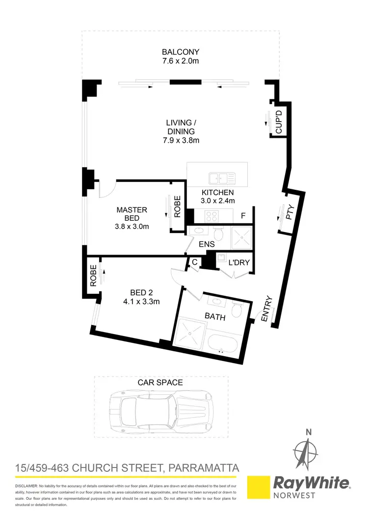Floorplan of Homely apartment listing, 15/459-463 Church Street, Parramatta NSW 2150