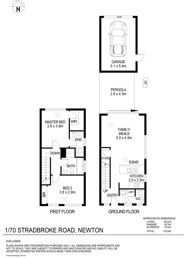 Floorplan of Homely townhouse listing, 1/70 Stradbroke Road, Newton SA 5074