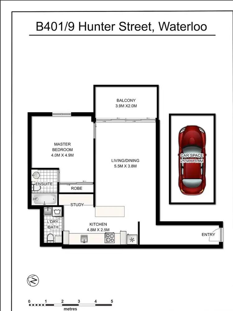Floorplan of Homely apartment listing, B401/9 Hunter Street, Waterloo NSW 2017