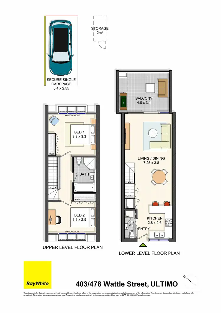 Floorplan of Homely apartment listing, 403/478 Wattle Street, Ultimo NSW 2007