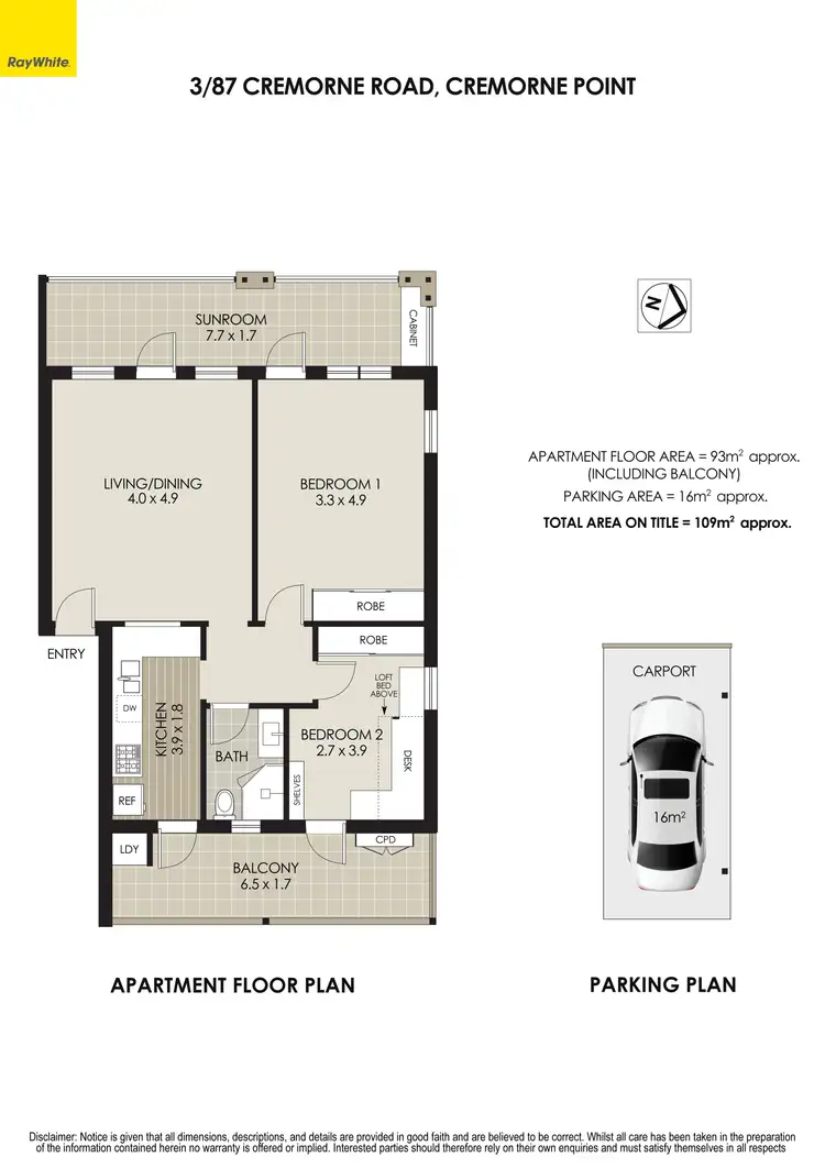 Floorplan of Homely apartment listing, 3/87 Cremorne Road, Cremorne Point NSW 2090