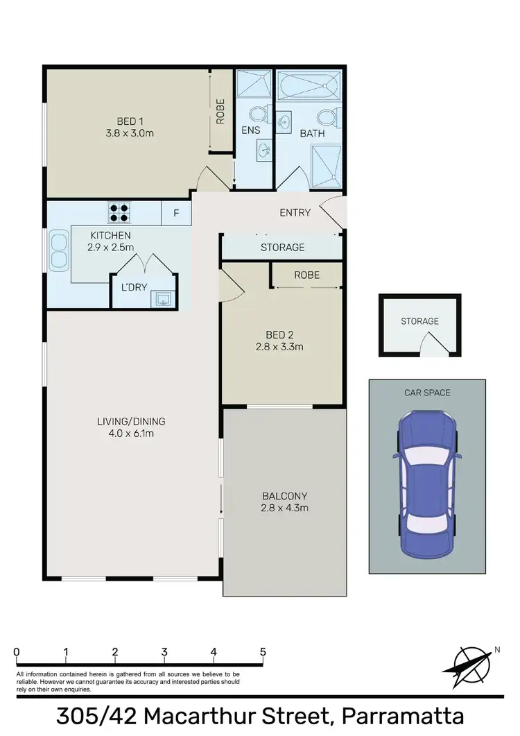 Floorplan of Homely apartment listing, 305/42 Macarthur Street, Parramatta NSW 2150
