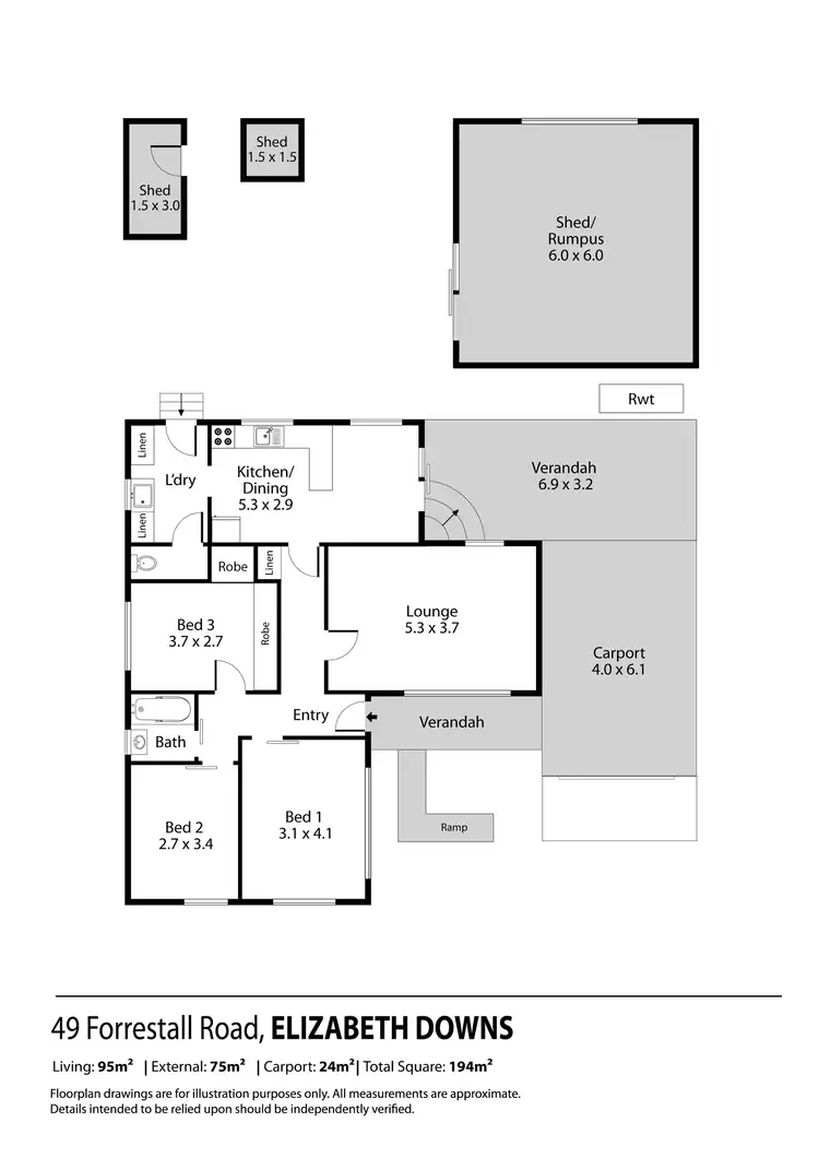 Floorplan of Homely house listing, 49 Forrestall Road, Elizabeth Downs SA 5113