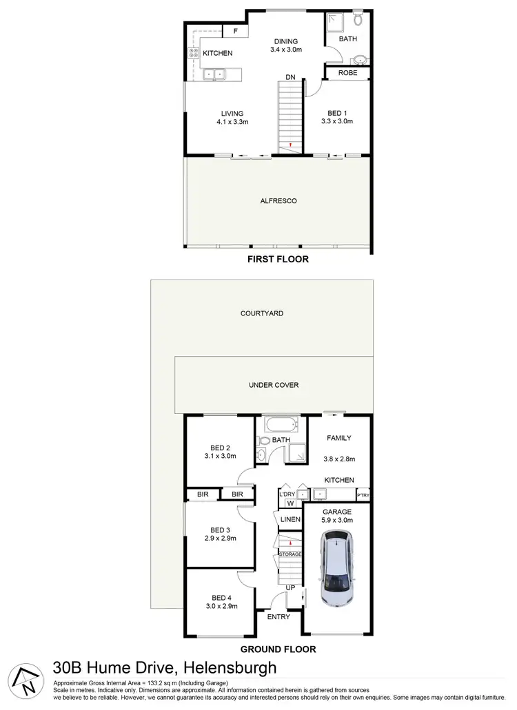 Floorplan of Homely semi-detached listing, 30B Hume Drive, Helensburgh NSW 2508