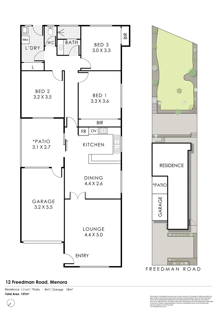 Floorplan of Homely semi-detached listing, 12 Freedman Road, Menora WA 6050