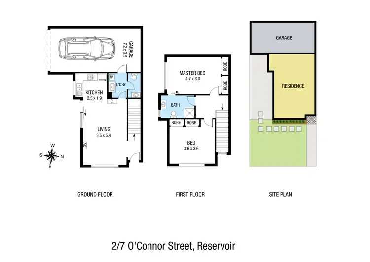 Floorplan of Homely townhouse listing, 2/7 O'Connor Street, Reservoir VIC 3073
