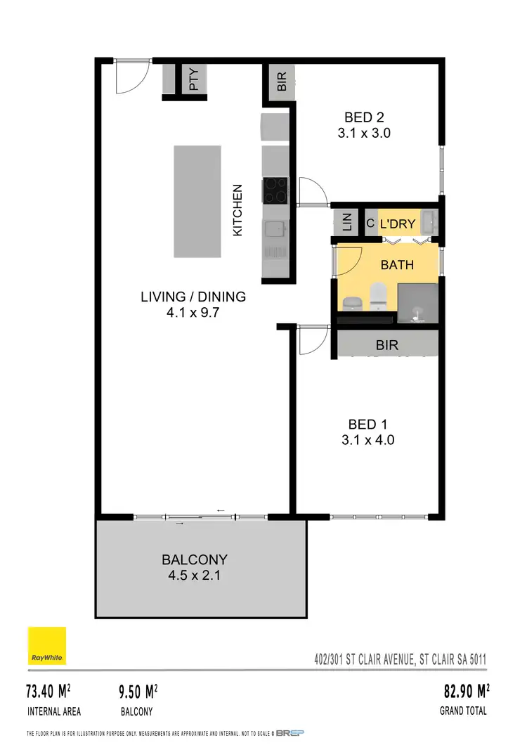 Floorplan of Homely apartment listing, 402/301 St Clair Avenue, St Clair SA 5011