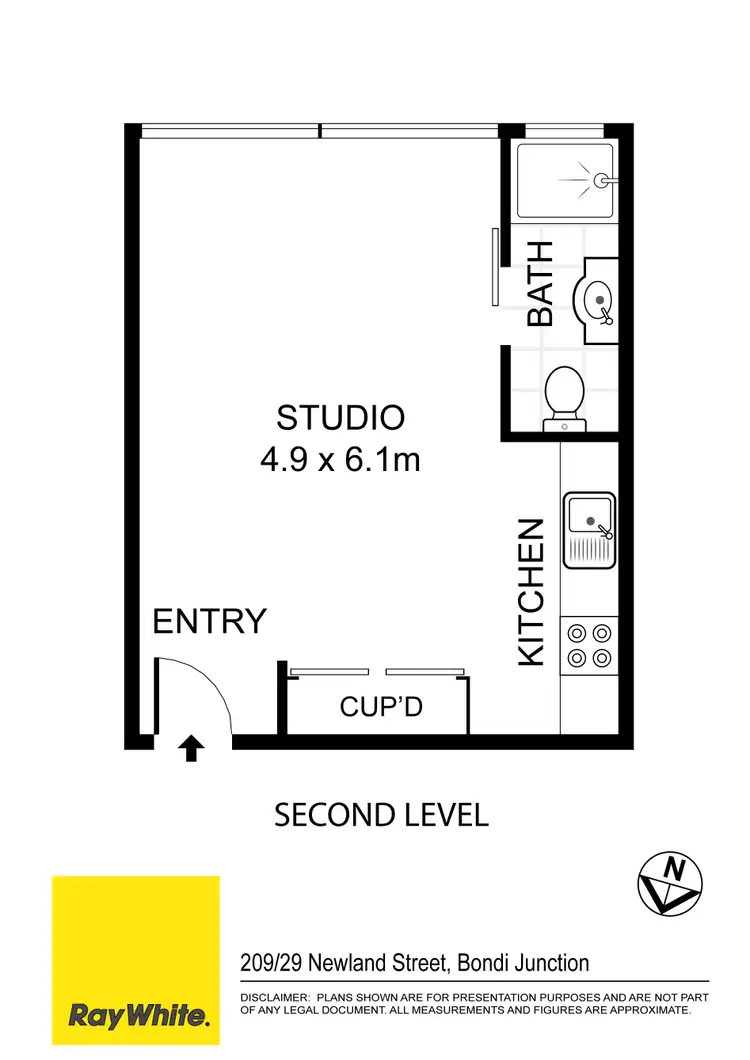 Floorplan of Homely studio listing, 209/29 Newland Street, Bondi Junction NSW 2022