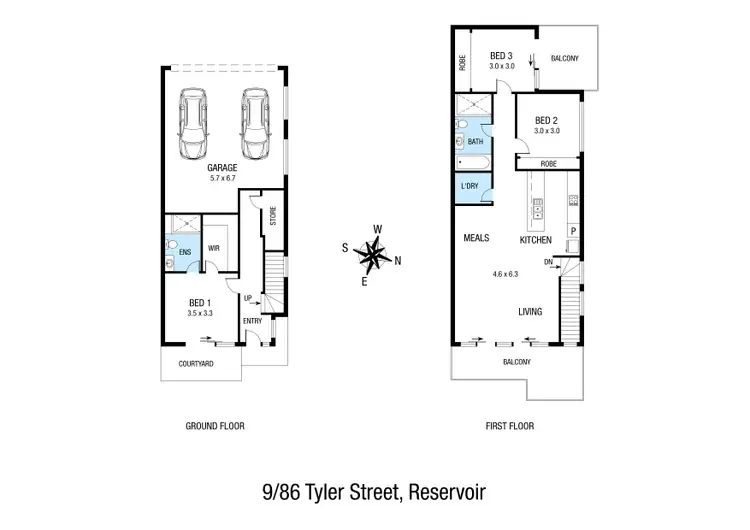 Floorplan of Homely townhouse listing, 9/86 Tyler Street, Reservoir VIC 3073