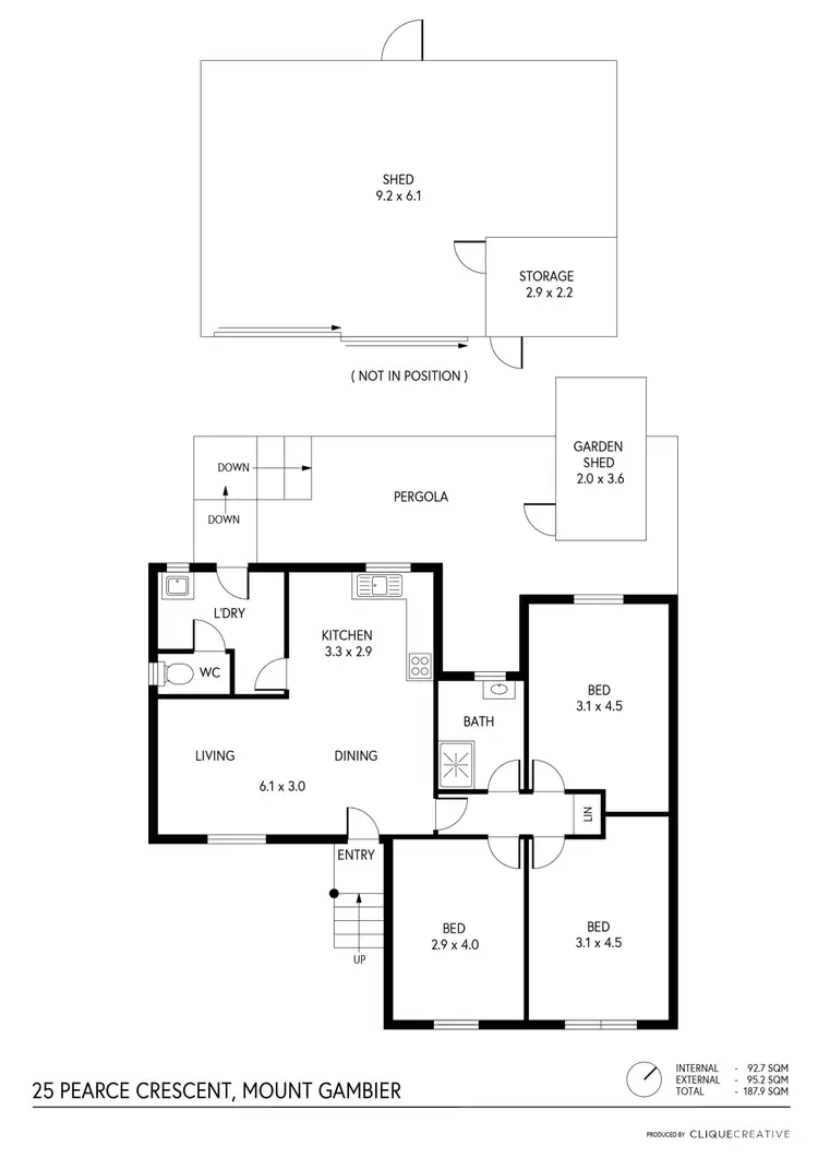 Floorplan of Homely semi-detached listing, 25 Pearce Crescent, Mount Gambier SA 5290