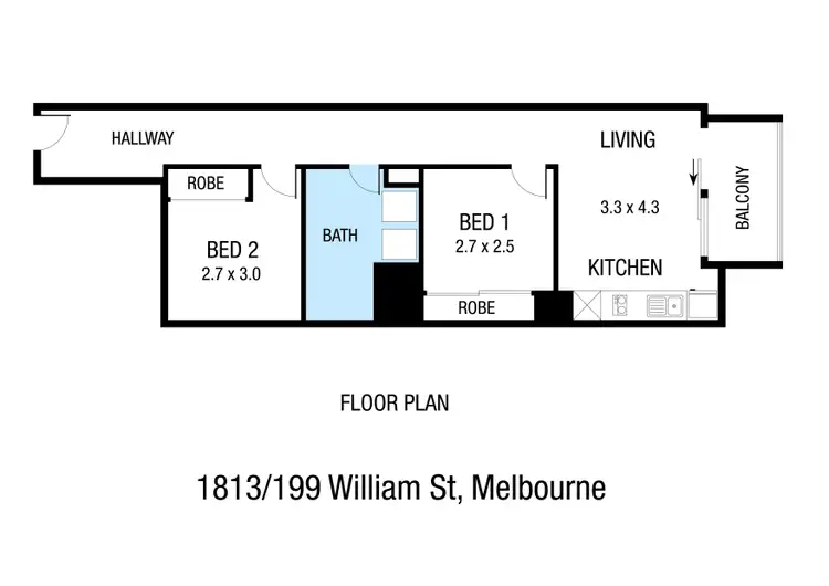 Floorplan of Homely apartment listing, 1813/199 William Street, Melbourne VIC 3000
