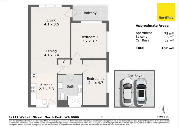Floorplan of Homely apartment listing, 8/217 Walcott Street, North Perth WA 6006