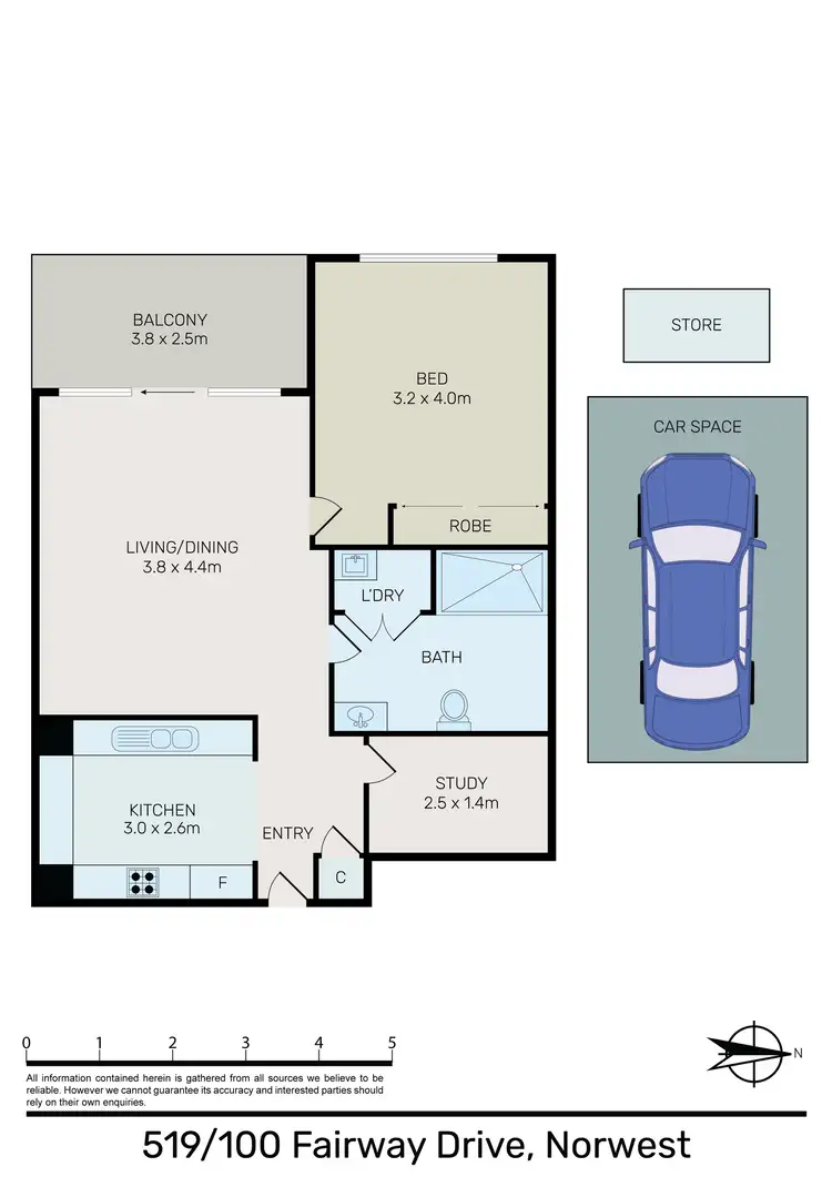 Floorplan of Homely apartment listing, Building D 519/100 Fairway Drive, Norwest NSW 2153
