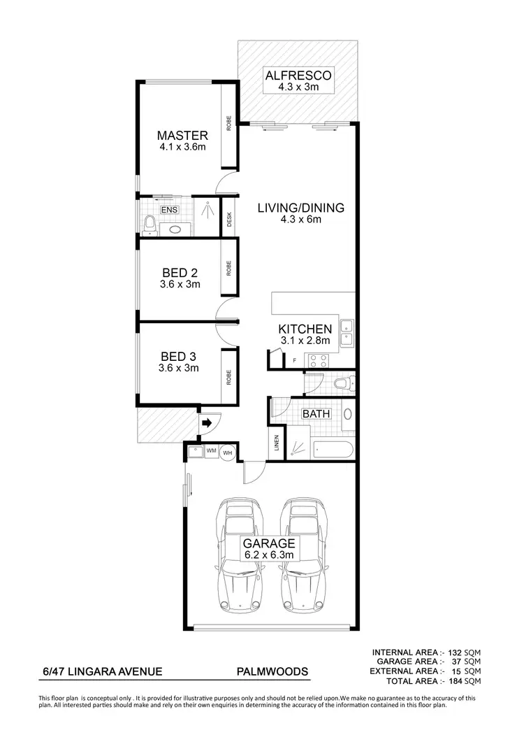 Floorplan of Homely semi-detached listing, 6/47 Lingara Avenue, Palmwoods QLD 4555