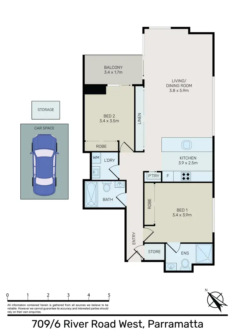 Floorplan of Homely apartment listing, 709/6 River Road West, Parramatta NSW 2150