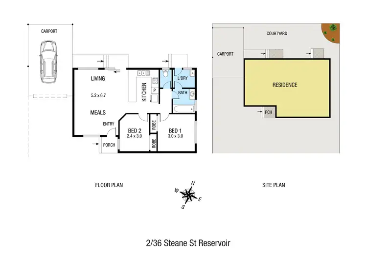 Floorplan of Homely unit listing, 2/36 Steane Street, Reservoir VIC 3073
