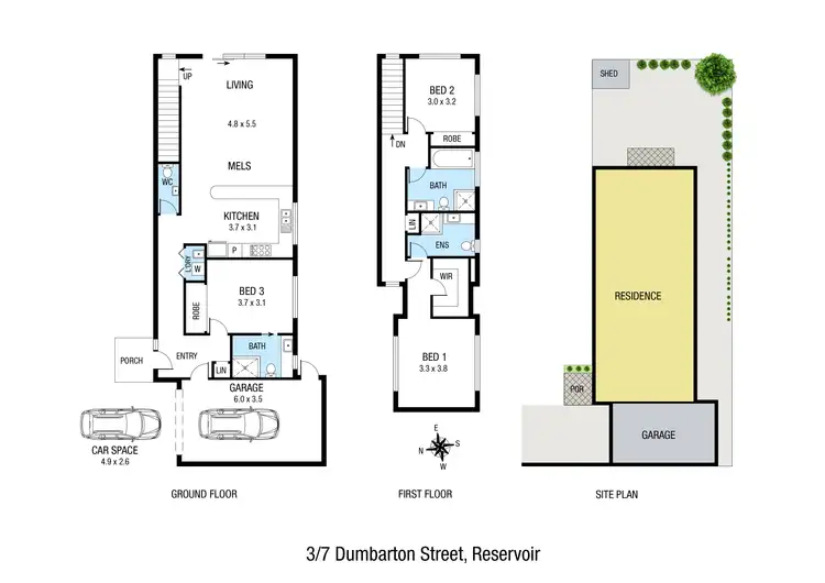 Floorplan of Homely townhouse listing, 3/7 Dumbarton Street, Reservoir VIC 3073