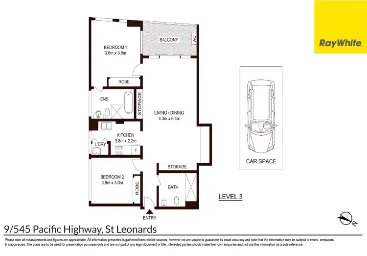 Floorplan of Homely unit listing, 9/545 Pacific Highway, St Leonards NSW 2065