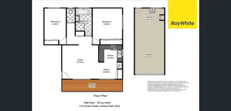 Floorplan of Homely unit listing, 1/43 Swain Street, Holland Park West QLD 4121