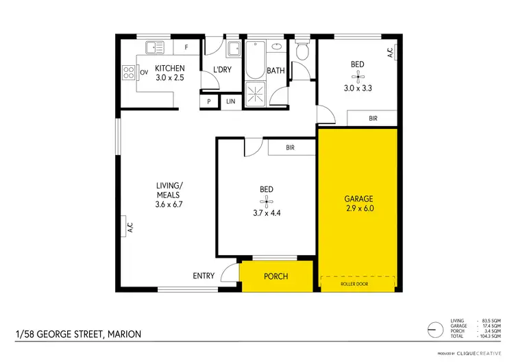 Floorplan of Homely unit listing, 1/58 George Street, Marion SA 5043