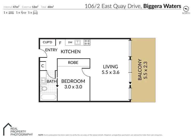Floorplan of Homely apartment listing, 106/2 East Quay Drive, Biggera Waters QLD 4216