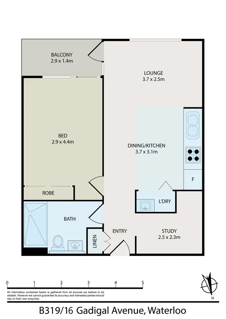 Floorplan of Homely apartment listing, B319/16 Gadigal Avenue, Waterloo NSW 2017