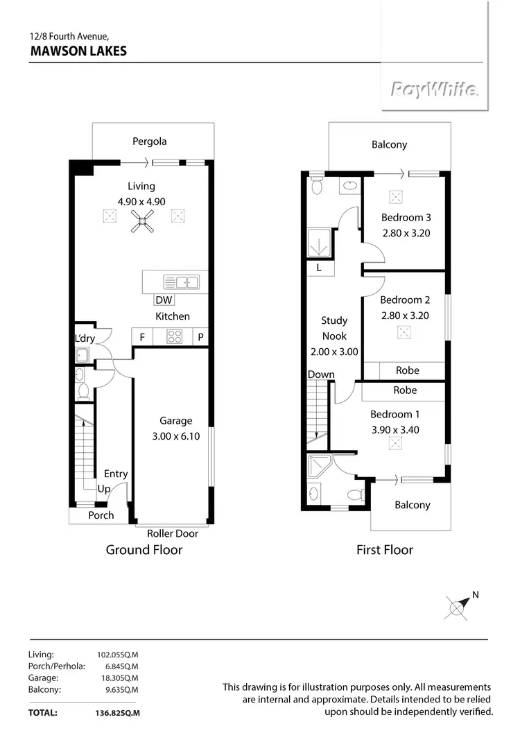 Floorplan of Homely townhouse listing, 12/8 Fourth Avenue, Mawson Lakes SA 5095