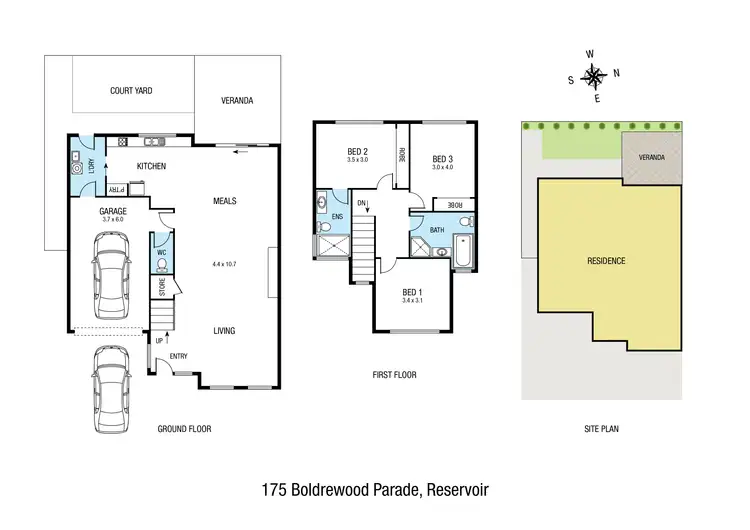 Floorplan of Homely townhouse listing, 175 Boldrewood Parade, Reservoir VIC 3073