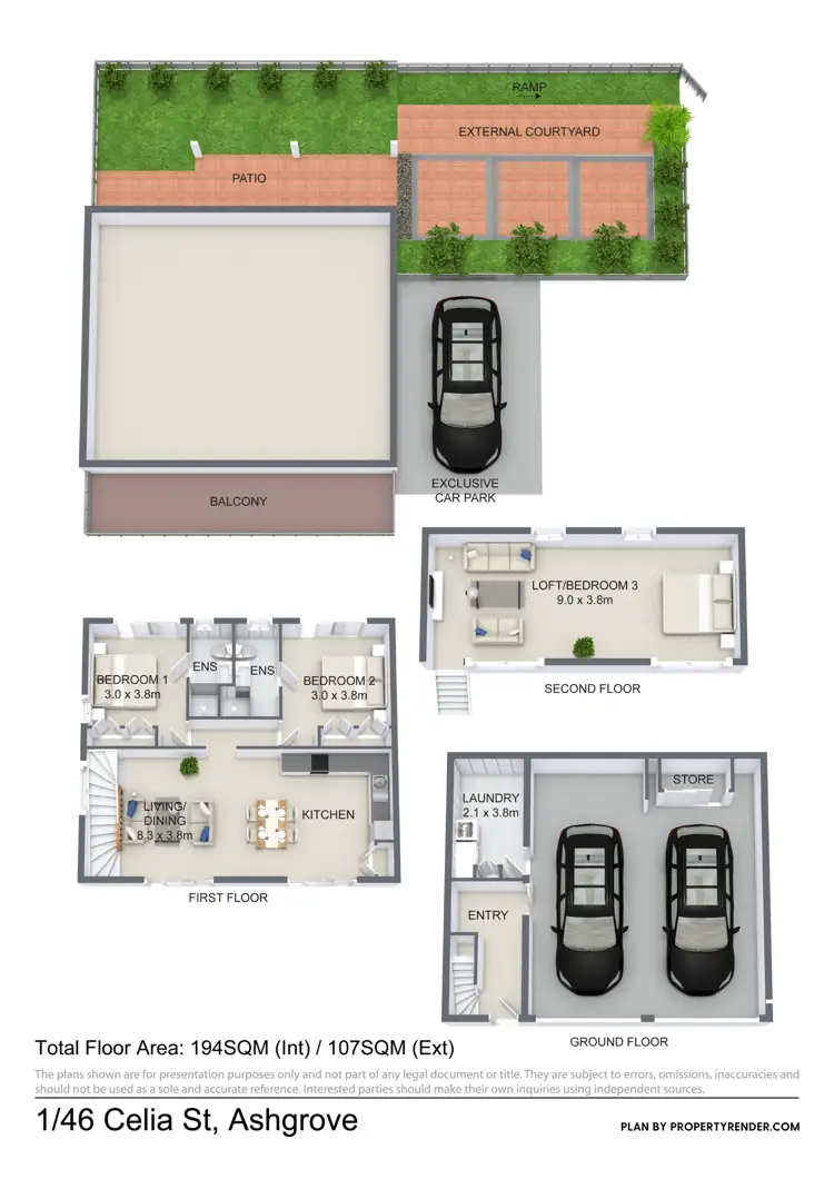 Floorplan of Homely townhouse listing, 1/46 Celia Street, Ashgrove QLD 4060