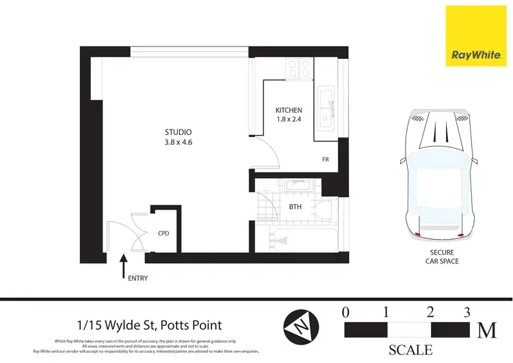 Floorplan of Homely studio listing, 1/15 Wylde Street, Potts Point NSW 2011